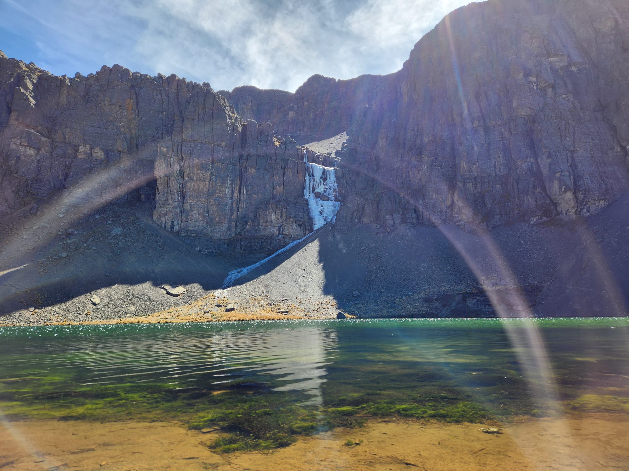 Iphilla waterfall and crystal clear lagoon